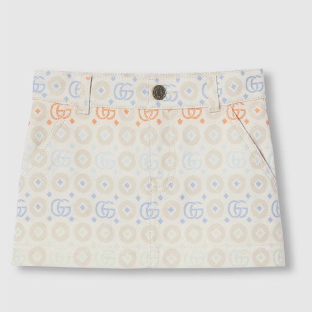 Gucci Cream Mini Skirt with Orange and Blue Accents
